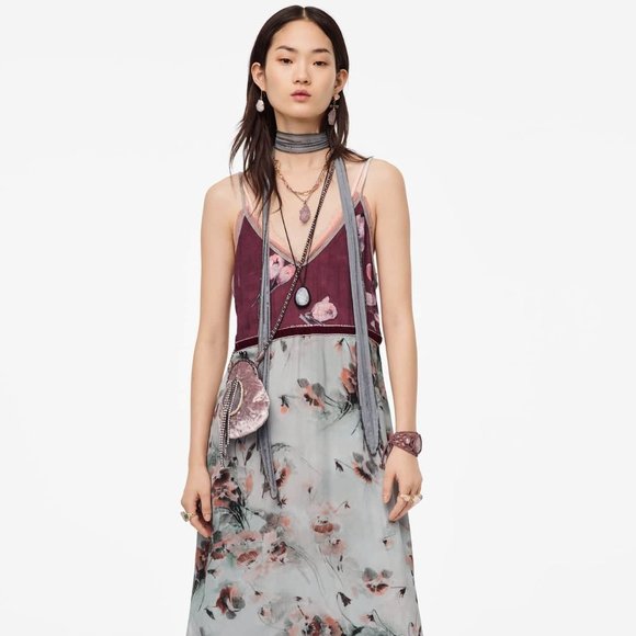 Zara Dresses & Skirts - ZARA Limited Edition MAXI Floral Printed Slip Dress with Metallic Straps.  NWT